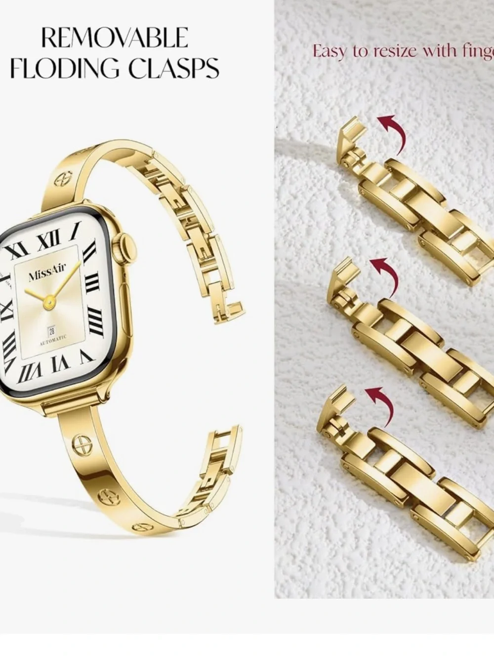Gold Stainless Steel Slim Smartwatch Band